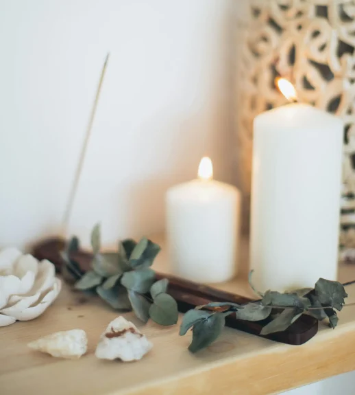 Candles creating a calm treatment atmosphere
